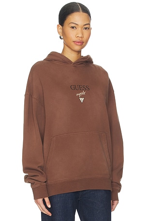 Guess Originals Baker Logo Hoodie in Burgundy