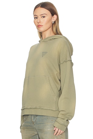 Guess Originals Small Triangle Logo Boxy Hoodie in Sage