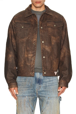 Leather Trucker Jacket Guess Originals