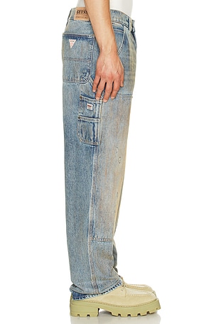 Guess Originals Panel Carpenter Pant in Blue. Size 38. Also