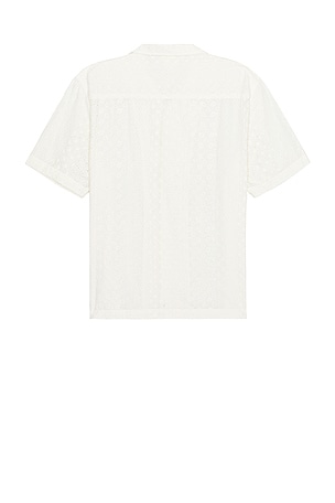 Guess Originals Eyelet Short Sleeve Camp Shirt in Cream