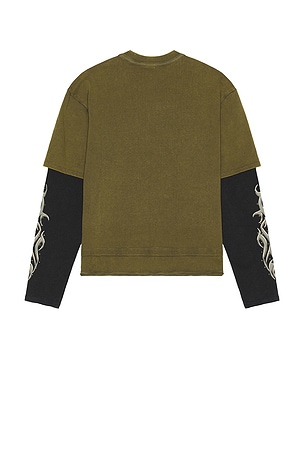 Guess Originals Double Layered Long Sleeve Tee in Green