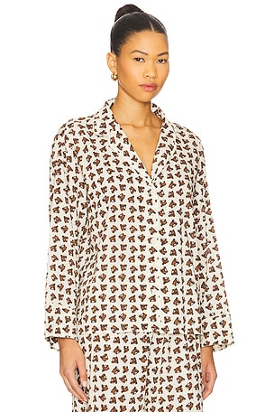 The Great The Pajama Shirt in Cream,Brown. Size 3 / L. Also