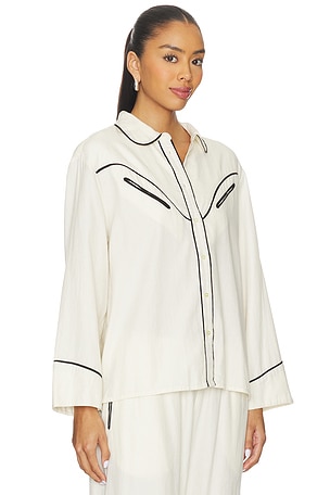 The Great The Flannel Western Pajama Shirt in Cream. Size 3 / L. Also