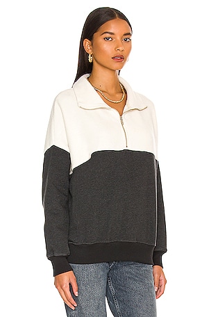 The Great The Colorblock Fleece Half-Zip Pullover in Black & White