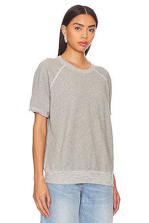 The Great The Short Sleeve Sweatshirt in Light Grey