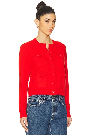 The Great The Patch Pocket Cardigan in Red