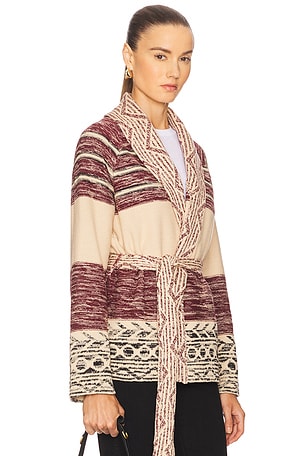 The Great Riding Cardigan in Cream,Burgundy