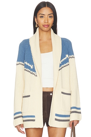 The Great The Western Riding Cardigan Sweater X Stetson Collab in Blue,Ivory