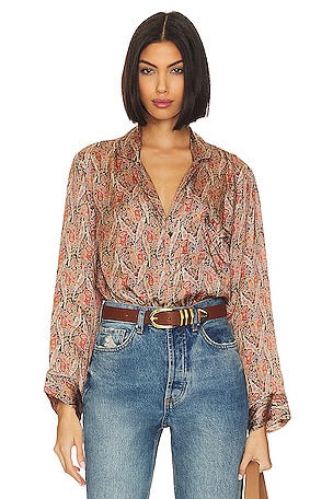 ANINE BING Lilah Silk Blouse in Python REVOLVE