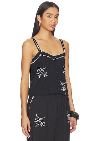 The Great The Weekend Tank With Hanky Embroidery in Black