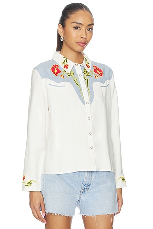 The Great The Embroidered Western Shirt X Stetson Collab in Cream