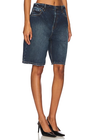 GRLFRND Rene Low Rise Baggy Short in Denim-Dark