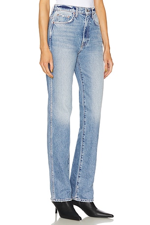 GRLFRND Sara Super High Rise Slim Straight in Denim-Medium