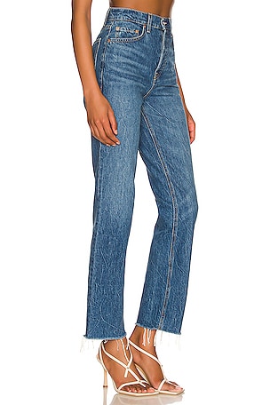 GRLFRND Cassidy Mid Rise Straight in Denim-Medium