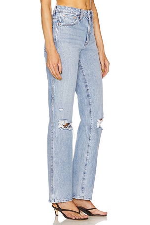 GRLFRND Sara Super High Rise Slim Straight in Denim-Light