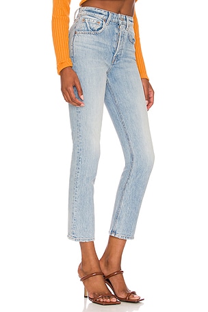 GRLFRND Karolina High Rise Straight Crop Jeans in Denim-Light