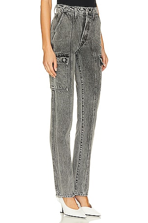 GRLFRND Harper High Rise Slim Cargo in Grey