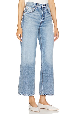 GRLFRND Norah Crop Wide Leg Jeans in Blue
