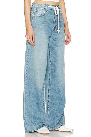 GRLFRND x Maggie MacDonald Lucia Drawstring Baggy Wide Leg Jeans in Denim-Light