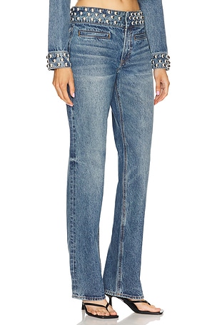 GRLFRND Leandra Low Rise Straight Leg Jean in Blue