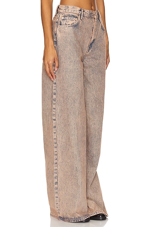 GRLFRND Luna Mid Rise Baggy Wide Leg in Brown