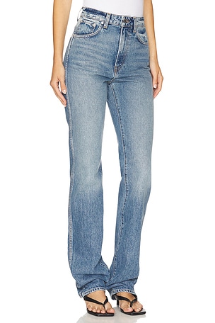 GRLFRND Sara Super High Rise Straight Full Length in Blue