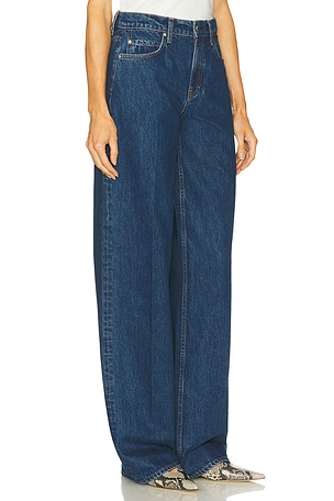 GRLFRND Rey Mid Rise Trouser in Blue