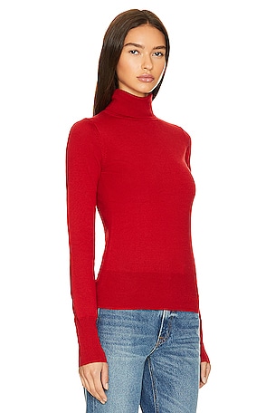 GRLFRND Merino Wool Turtleneck Sweater in Red