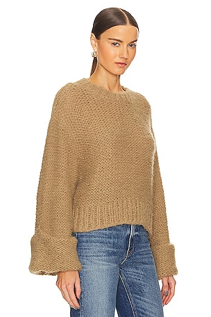 GRLFRND Open Stitch Knit Sweater in Tan