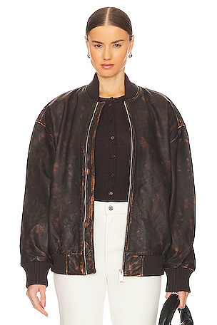 Distressed Leather Oversized BomberGRLFRND$284