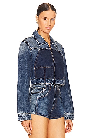 GRLFRND Avery Two Tone Utility Jacket in Blue