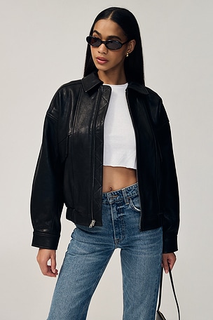 Wren Leather Bomber GRLFRND
