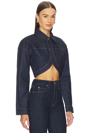 GRLFRND Ella Cropped Jacket in Denim-Dark
