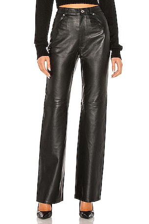 GRLFRND PANTALON EN CUIR MILAN en Black REVOLVE