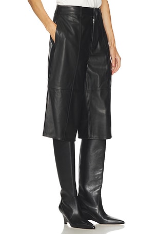 GRLFRND Foster Leather Culotte in Black. Size 30. Also