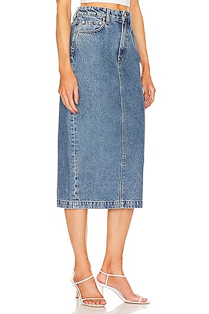 GRLFRND Robin Midi Pencil Skirt in Denim-Medium