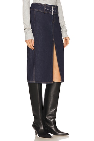 GRLFRND Norma Midi Skirt in Blue