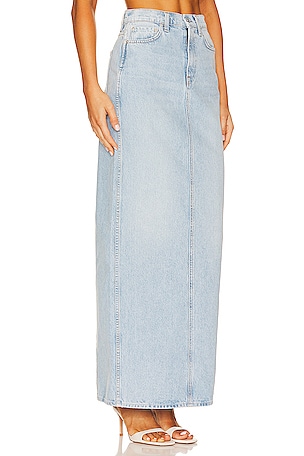 GRLFRND Amara Pencil Skirt With Back Slit in Denim-Light