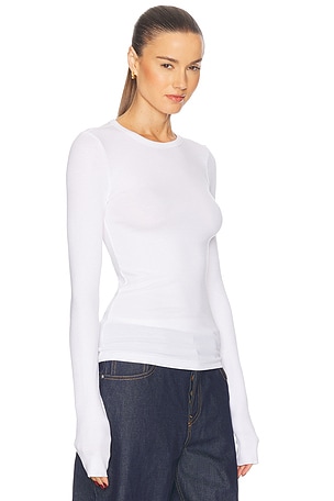 GRLFRND Crew Neck Extra Long Sleeve Tee en Blanc