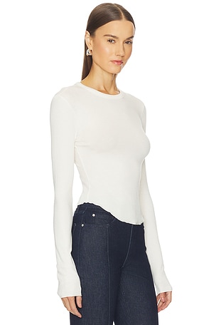 GRLFRND Scoop Hem Long Sleeve Tee in White