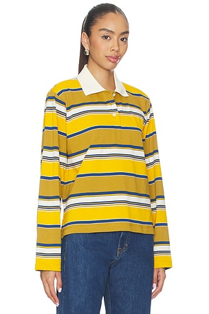 GRLFRND Long Sleeve Polo in Mustard,Tan