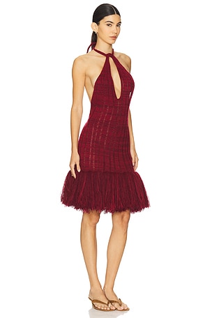 George Trochopoulos Laddered Fringe Mini in Burgundy