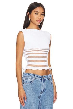 George Trochopoulos Half Stripe Top in White