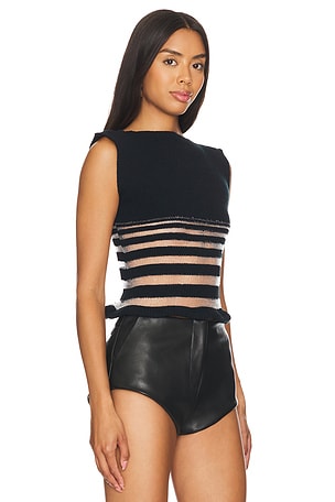 George Trochopoulos Half Stripe Top in Black