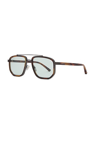 Gucci Noble Tip Rectangular Sunglasses in Brown