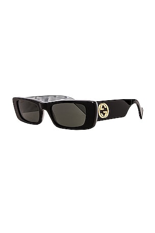 Gucci Fluo Rectangular Sunglasses in Black