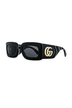 Gucci Matelasse Rectangular Sunglasses in Black