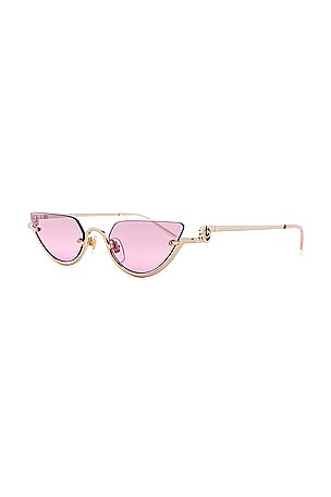 Gucci GG Upside Down Cat Eye Sunglasses in Metallic Gold