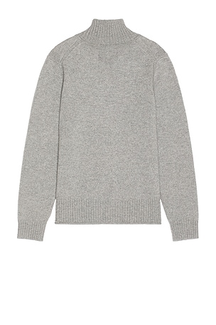 Guest In Residence Half Zip Turtleneck Sweater in Cashmere in Light Grey